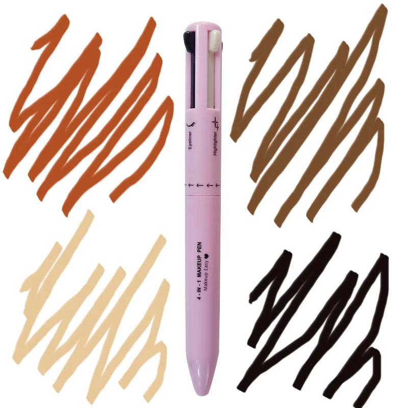 Multi-effect 4 In 1 Eyeliner Eyebrow Pencil Contour Pen Long Lasting Waterproof Cosmetics Eyeliner Makeup Pencil Lip Liner Pen