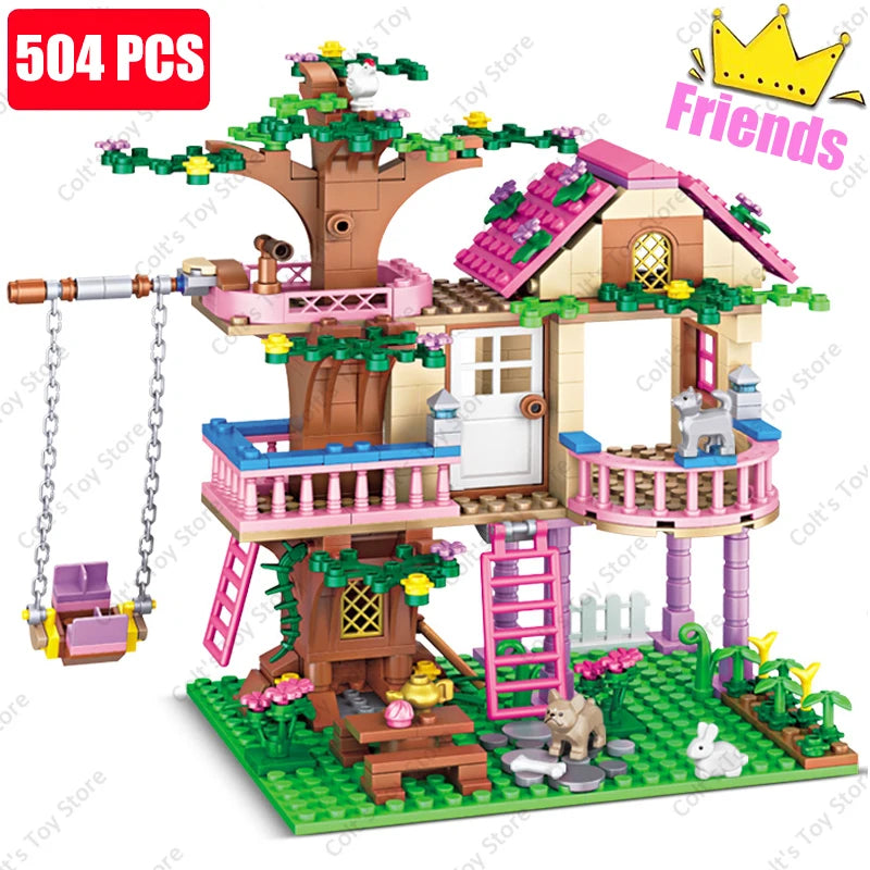 Girls Friendship Tree House Building Blocks Villa Castle Model Girl's Figure Doll Toy Wholesale And Retail Compatible Brick Gift