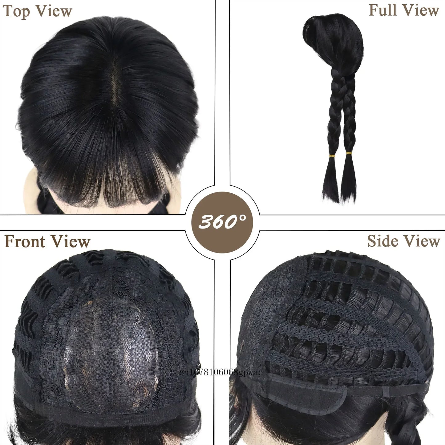 Halloween Cosplay Wigs Synthetic Long Braided Black Pigtail Wigs for Women Anime Wednesday Addams Costume Wig Carnival Party Use