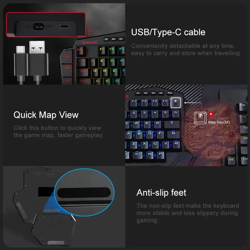 REDRAGON DITI ELITE K585 RGB 42 Key 2.4Ghz Wireless One-handed Mechanical Gaming Keyboard Blue Switch 7 Programmable Macro Keys