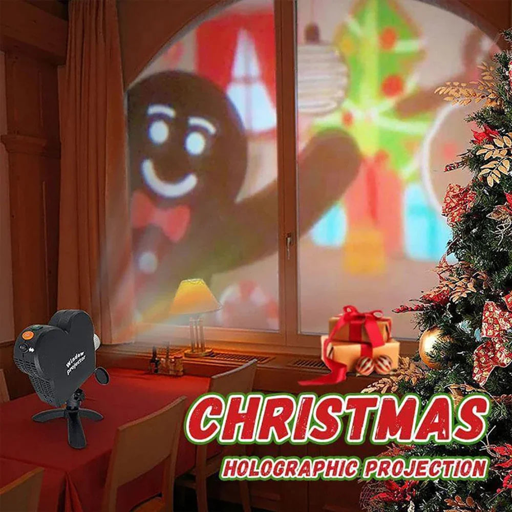 Christmas Halloween Window Projector Lamp Display Screen 12 Cartoon Movies Indoor Outdoor Projecting Spotlight for Home Decor