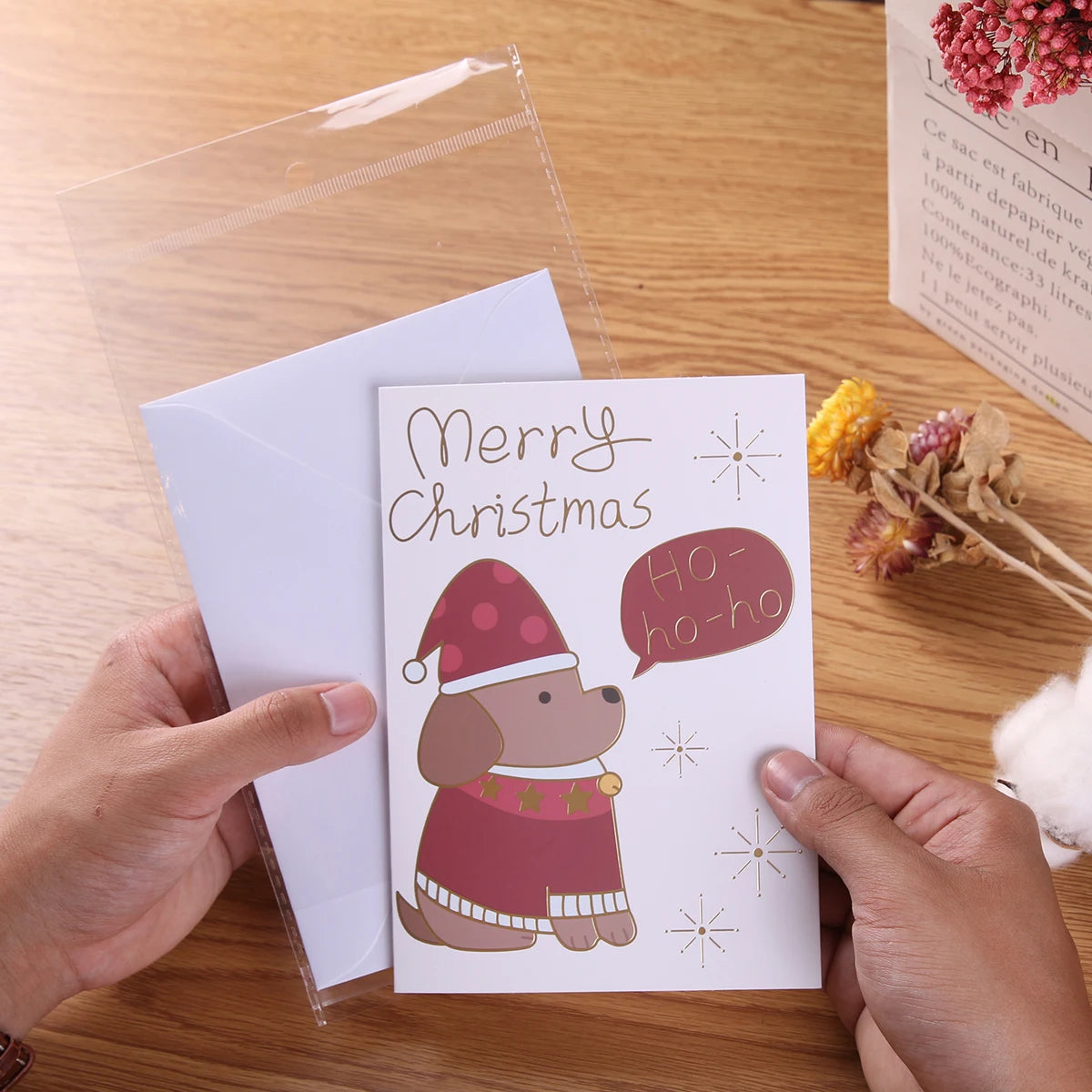 6 Pcs Christmas Greeting Cards with Envelopes Different Designs Gilding Printing
