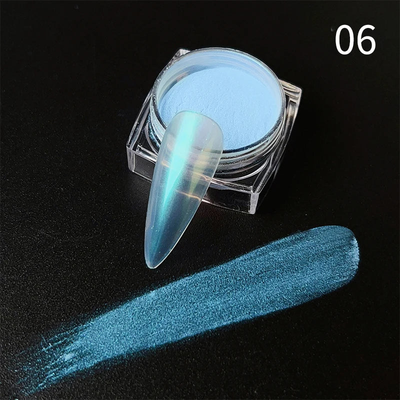 NICOLE DIARY Nail Powder Pigment Pearl White Rubbing on Nail Art Glitter Dust Chrome Aurora Manicure  Decoration DIY