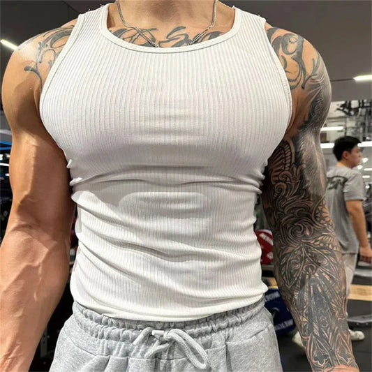 Spring Summer Fashion Tank Tops Man Solid Fit Round Neck Ropa Hombre Sleeveless Pullovers Tees Sport Hip Hop Y2K Men's Clothing