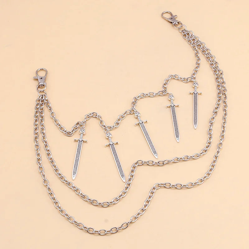 Long Sword Pendant Chain On The Jeans Pants Women Punk Keychains for Men Egirl eBoy Harajuku Grunge  Accessories