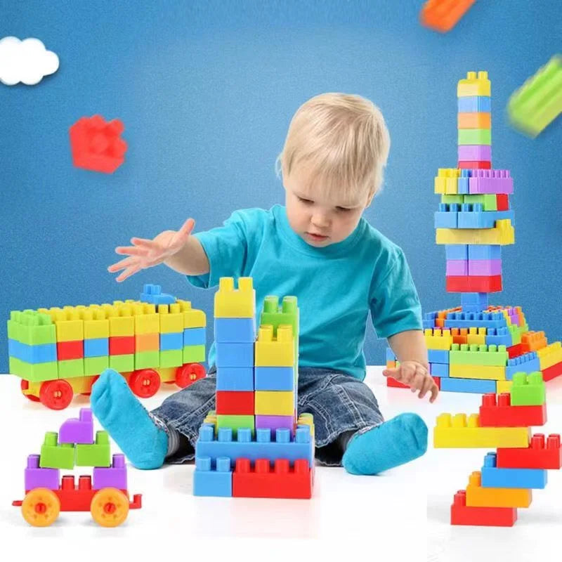 130PCS Children's educational large particles building blocks Boys and girls assembled Lego block toys 3 years old and above