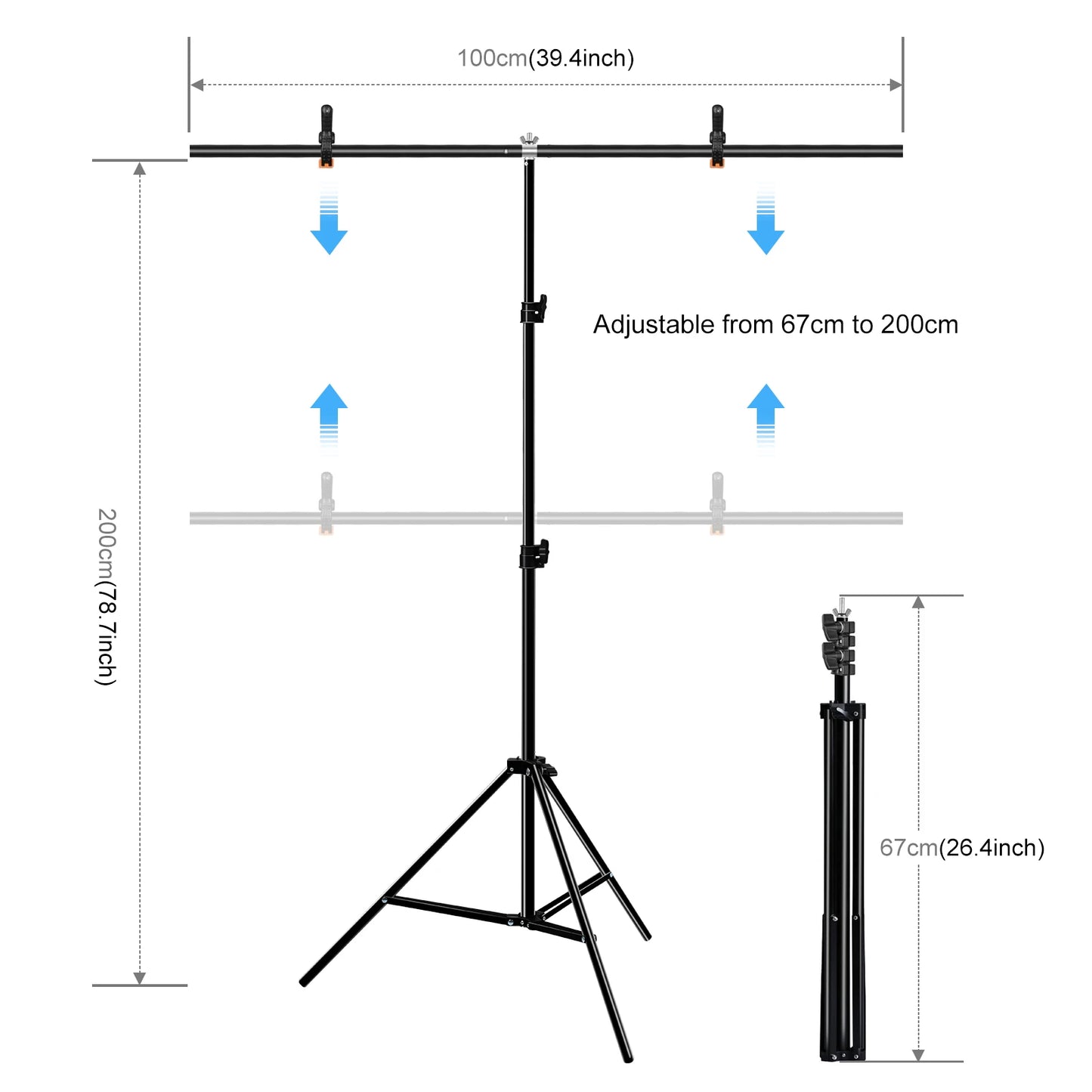 PULUZ 1x2m/2x2m Photography Backdrop T-shaped Background Support Stand System &Clips/Green Screen For Photo Studio Photography