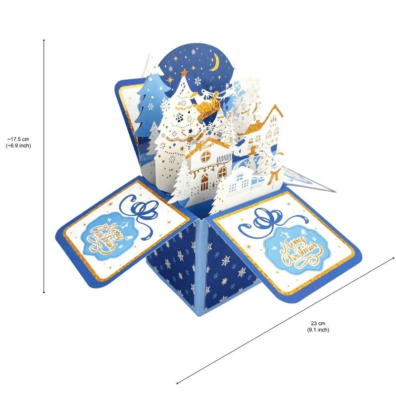 3D Pop Up Christmas Cards, Xmas Gift Greeting Cards for Your Friends, Children and Family, Included Blank Notecard & Envelope