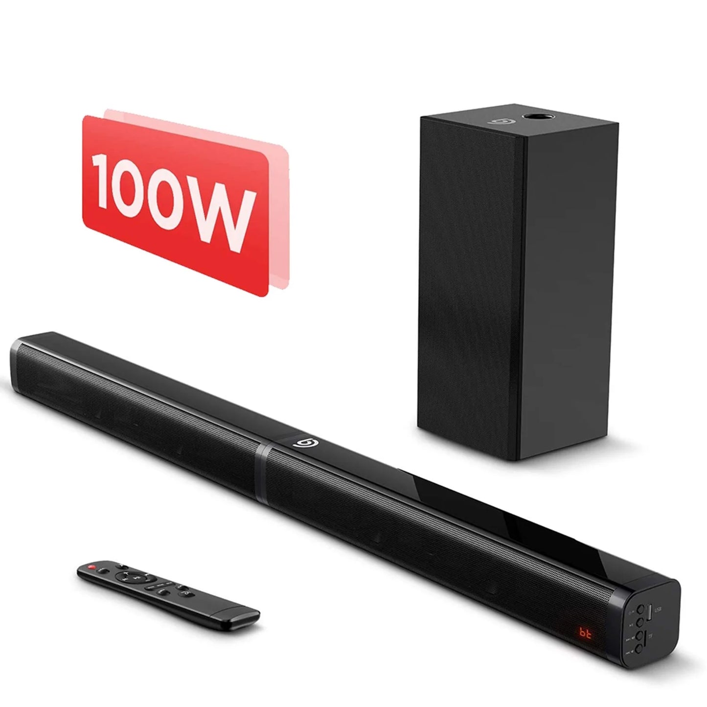 Go 100W TV SoundBar 2.1 Bluetooth Speaker 5.0 Home Theater Sound System 3D Surround Sound Bar Remote Control With Subwoofer