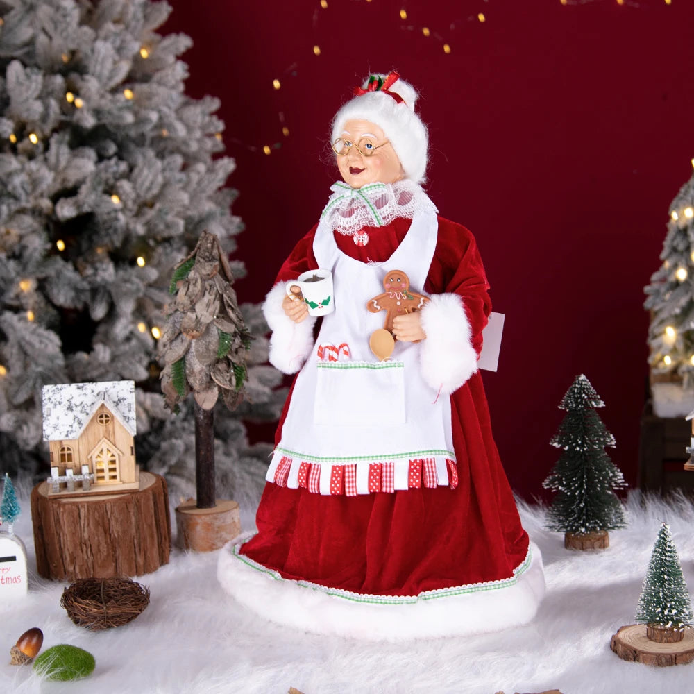 Santa Claus Granny Doll 50cm Standing Santa Claus Ornament Christmas Scene Doll Decoration 2024 Christmas Gift For Children