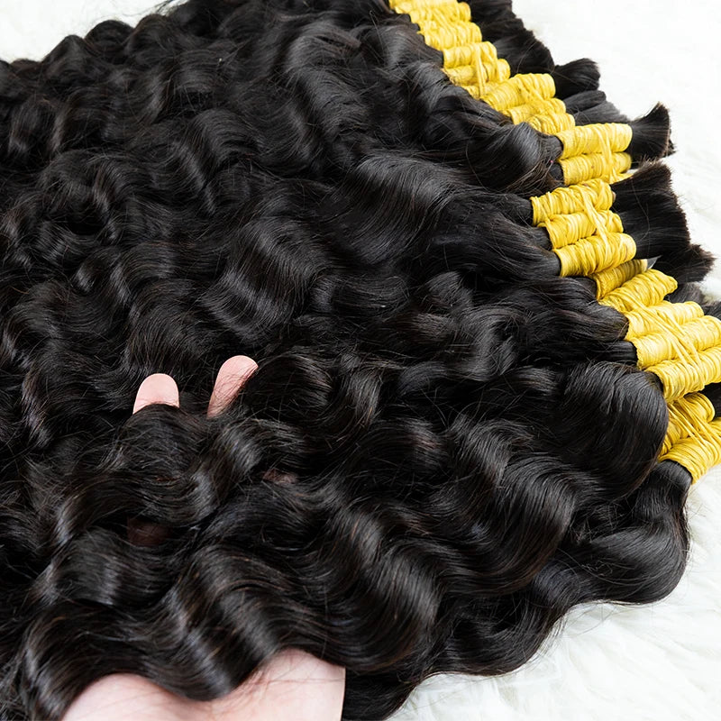 100% Human Hair Bulk Extension Virgin Human Hair Deep Curly 10A Bulk Hair Weaving For Braiding Unprocessed No Weft 18-30inches