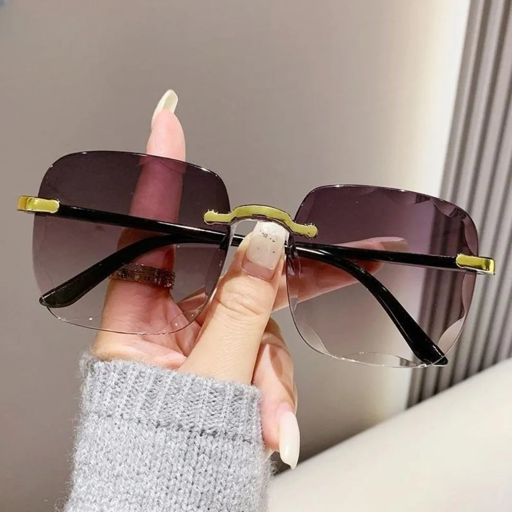 4 PCS Original Square Frame Sunglasses for Women Retro Fashion Square Gradient Lens Rimless Women Sunglasses