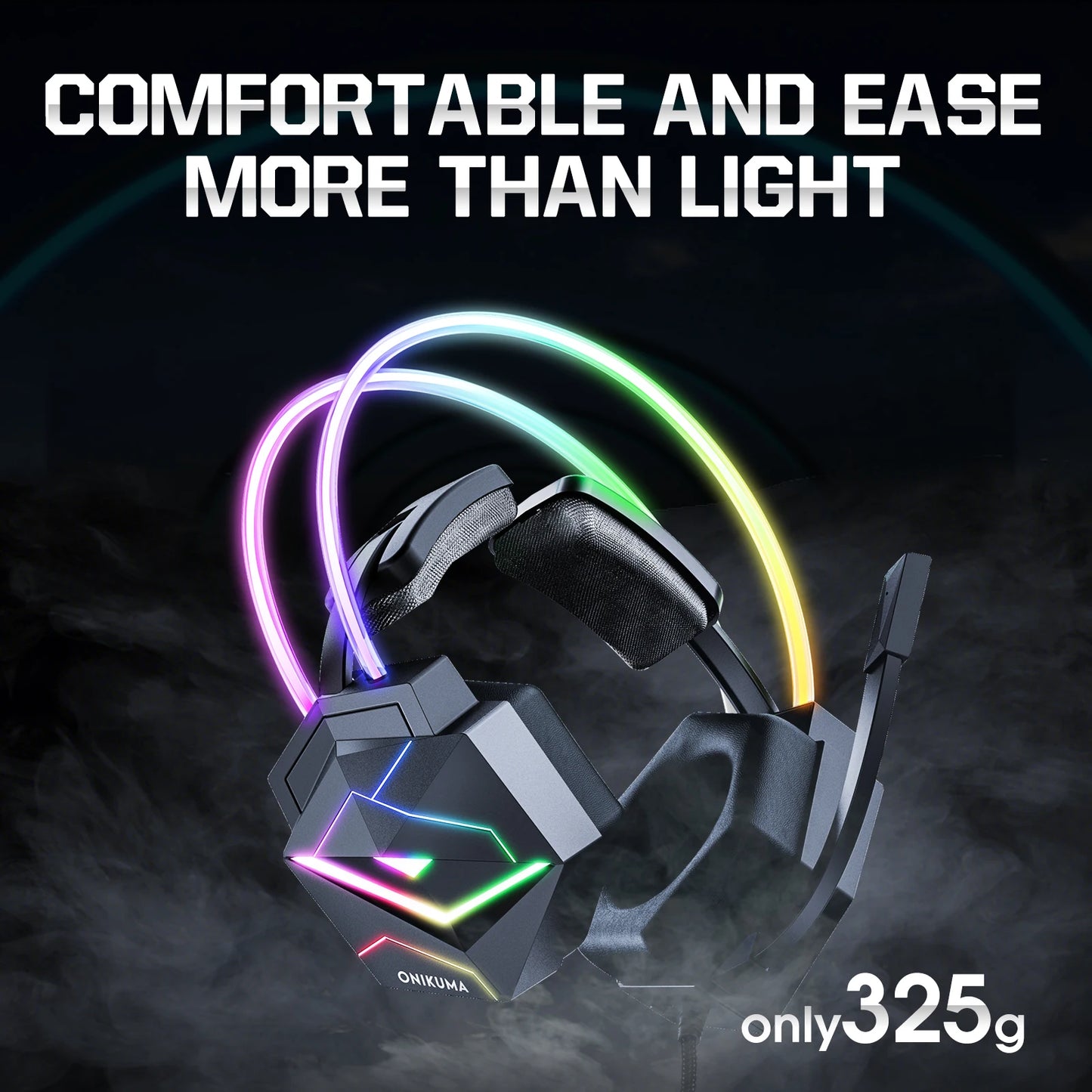 ONIKUMA X20 Wired Gaming Headset with RGB Head Beam Surround Sound Over-Ear Wired Headset Gamer with Mice for PC Gaming Xbox