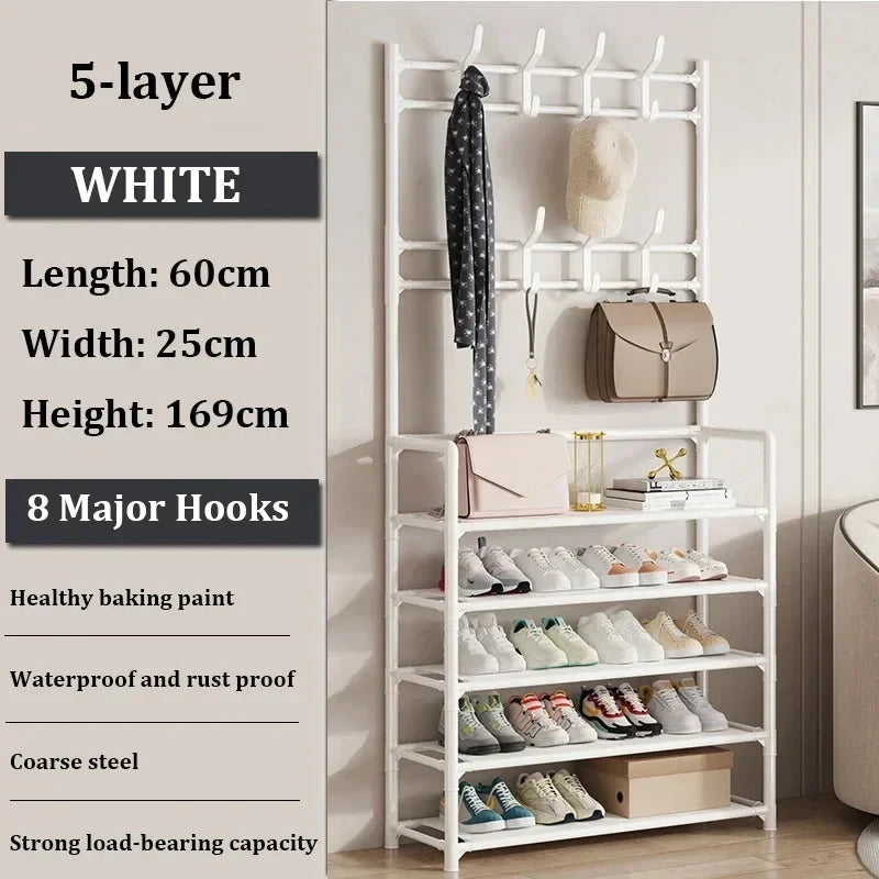 DIY Multi-Layer Shoe Rack Coat Rack Storage Doorway Shoe Shelf Clothes Hanger Clothing Drying Home Dorm Balcony Hall Furniture