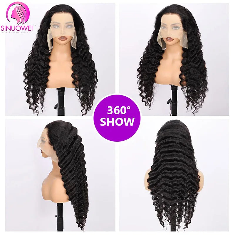 13x6 Loose Deep Wave Lace Front Wigs Human Hair Transparent Lace Front Wigs 200% Density Deep Wave Lace Frontal Wigs Pre Plucked