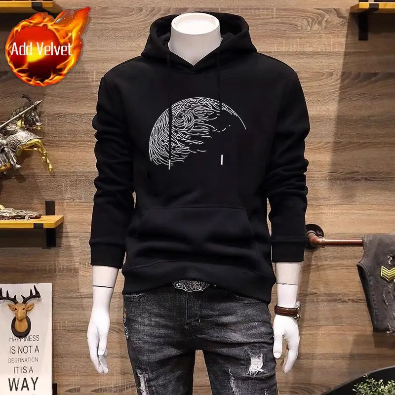 Cotton Man Hoodies Graphic Black Sweatshirts for Men S Harajuku Fashion New in Cheap Tops Sweat Shirt Korean Style Y2k Clothes