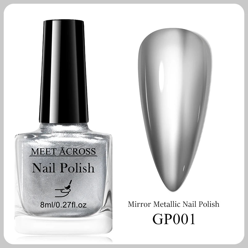 MEET ACROSS 8ml Pink White Nude Water-Based Peel Off Nail Polish Glass Bottle Nail Art Polish DIY Design No Need Lamp