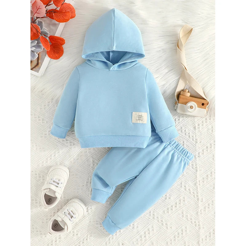 2 Piece Set Spring Autumn Boys Boutique Clothing Korean Casual Fashion Hooded Long Sleeve Baby Tops+Pants Kids Clothes BC1259