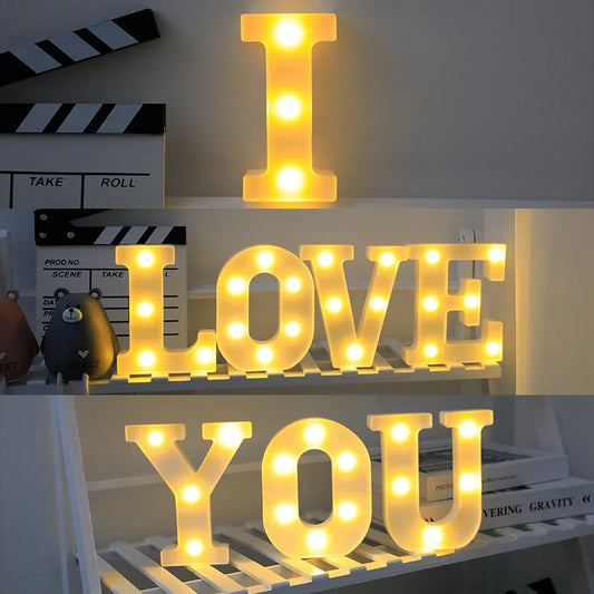 Alphabet Letter LED Lights Luminous Number Lamp Decor Battery Night Light for Home Wedding Birthday Christmas Party Decoration