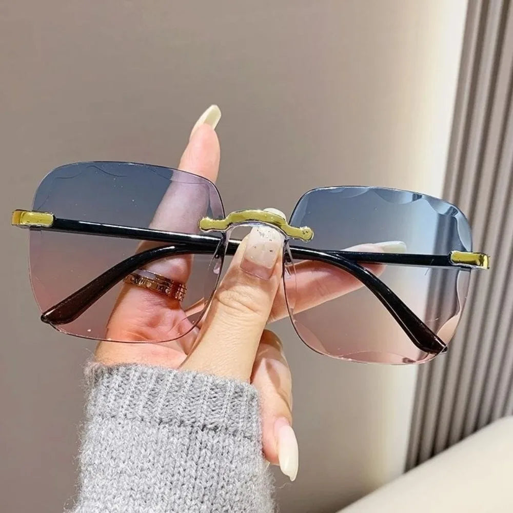 4 PCS Original Square Frame Sunglasses for Women Retro Fashion Square Gradient Lens Rimless Women Sunglasses