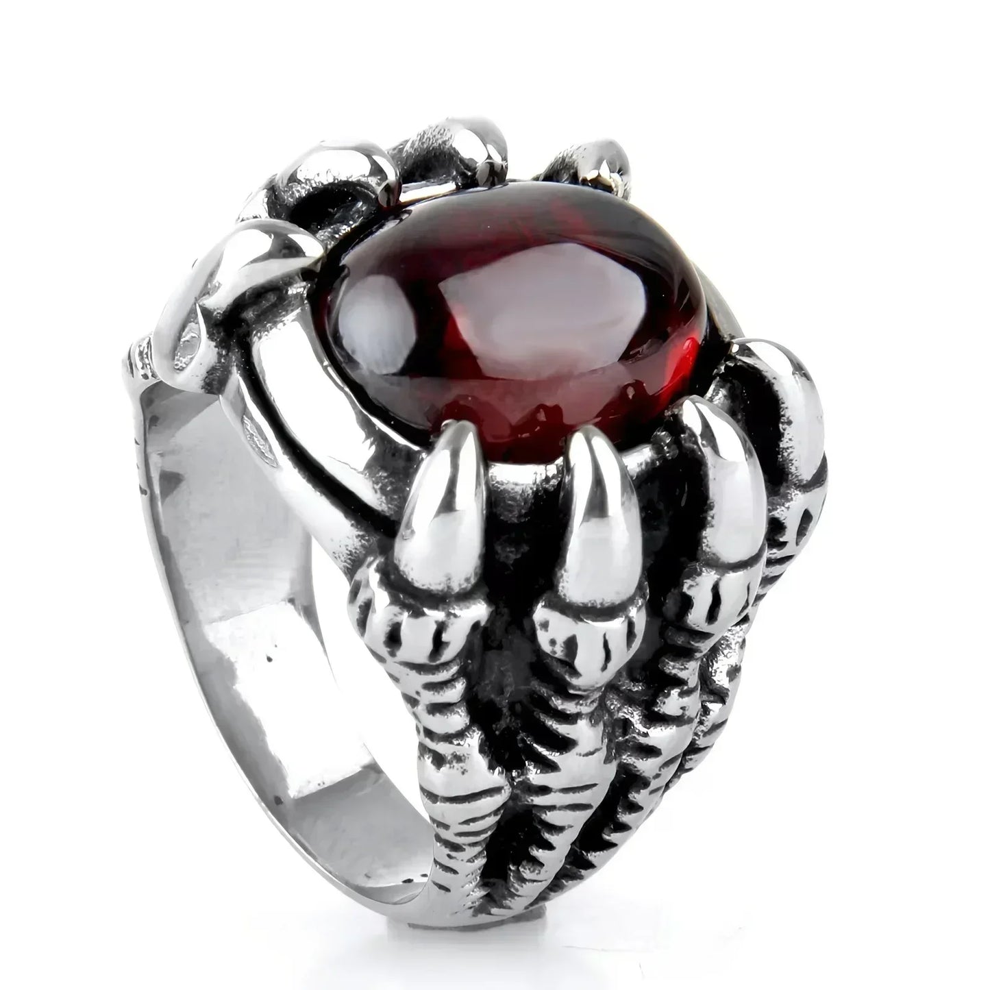 Dragon Claw Vintage Punk Gothic Ruby Men's Alloy Casting Ring New Popular Jewelry Manufacturer