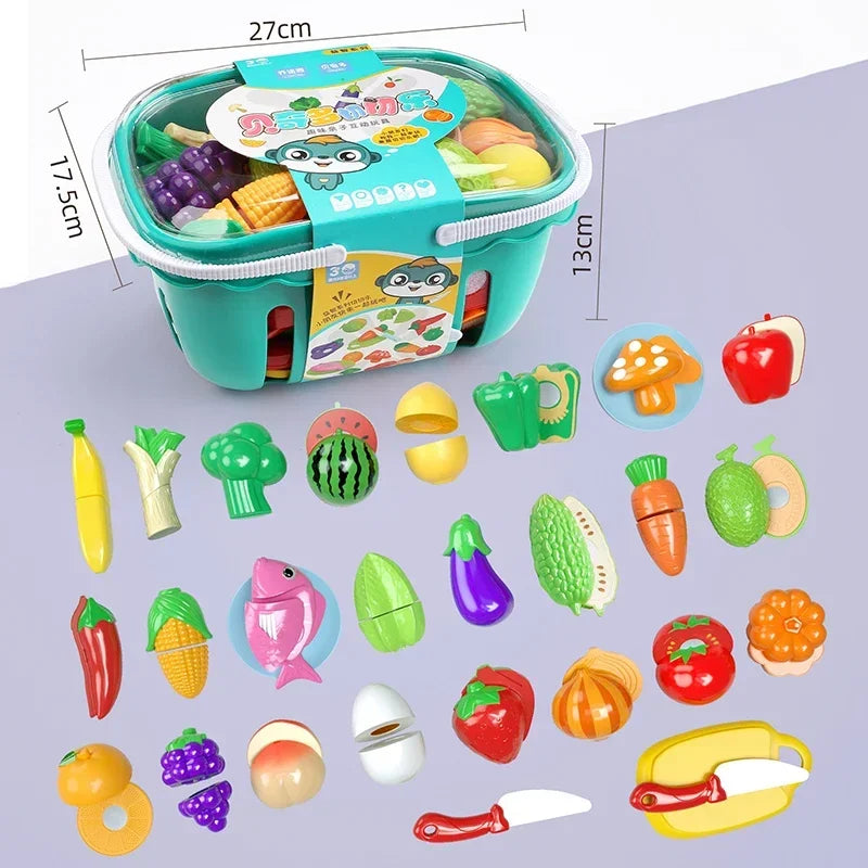 9-30PCS Kitchen Toys Pretend Play Set Simulation Cutting Fruit Vegetable Burger Food Cooking Children Educational Toys for Kids