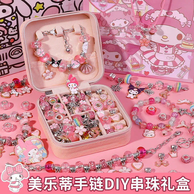 Beaded Bracelet Birthday Gift Box Handmade Diy Material Make Children Toys Girls Sanrio Kuromi My Melody Jewelry Necklace Anime