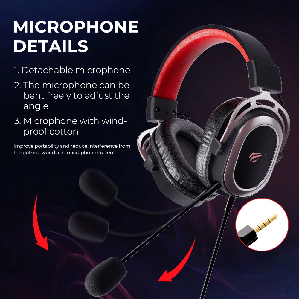 Go H2008d Wired Gaming Headset with 3.5mm Plug 50mm Drivers Surround Sound HD Mic for PS4 PS5 XBox PC Laptop Gamer Headphone