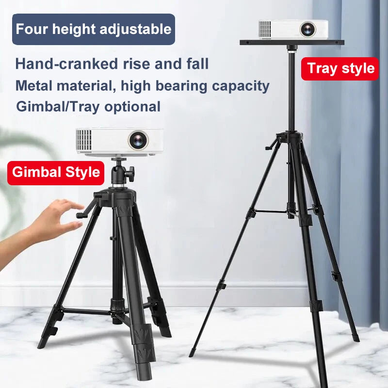 60-130cm Projector Tripod Stand Foldable with Tripod Tray Multifunctional Gimbals Racks Projector Stand with Adjustable Height