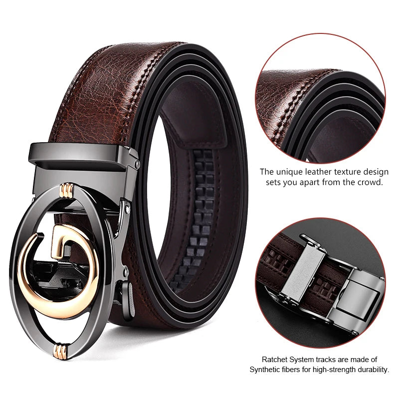 HCDW Black Brown GG belt for men's Automatic genuine leather Golf belt man Fashion Luxury Brand designer Waist belts male Gift