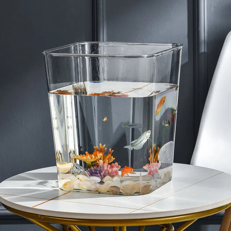 PET Aquarium Box Plastics Ultra-white Organic Glass Explosion-proof Fish Tank Tabletop Small Ecological Water Tank