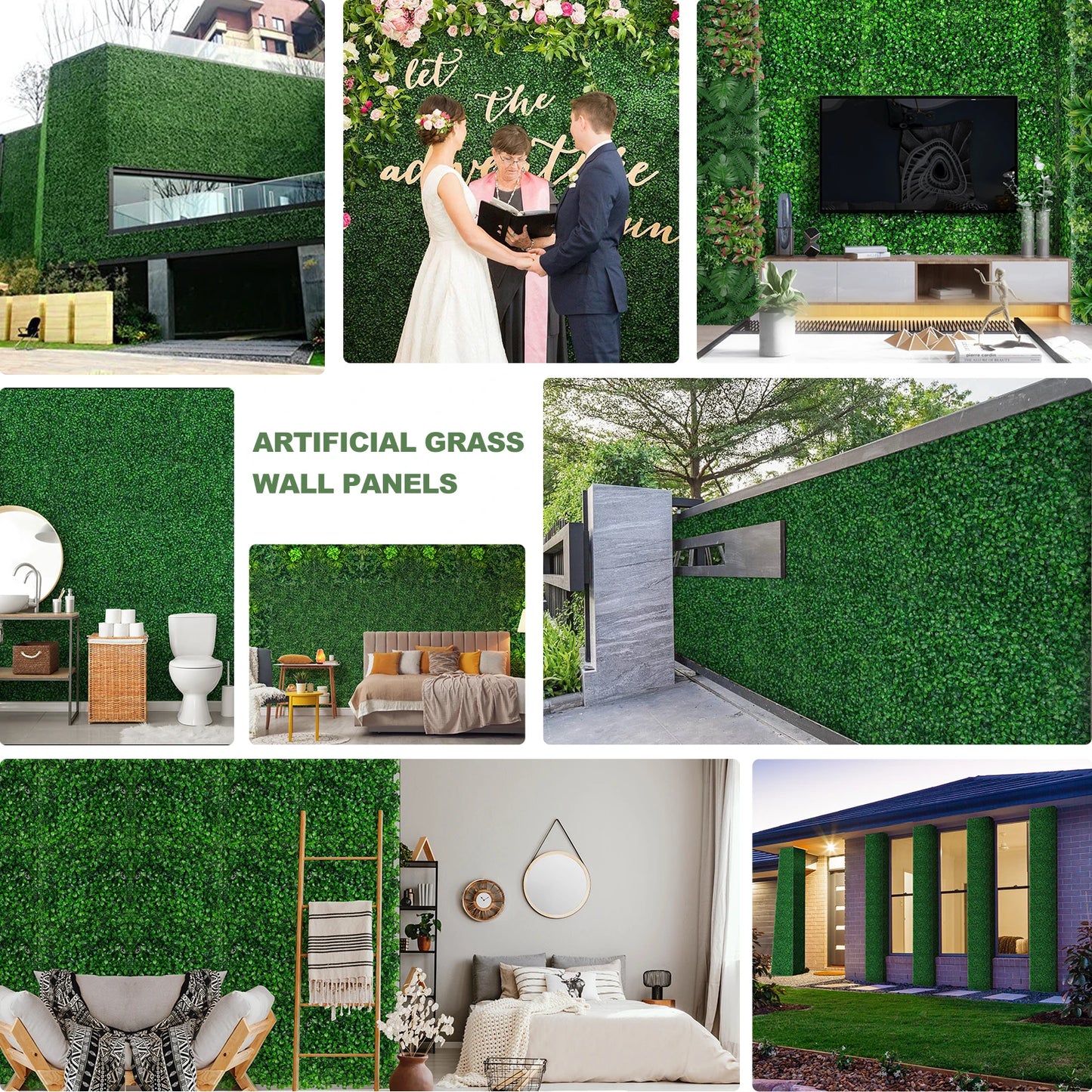 Artificial Plants Grass Wall Panel Boxwood Hedge Greenery UV Protection Green Decor Privacy Fence Backyard Screen Wedding