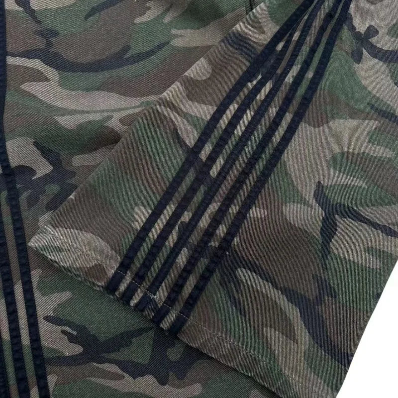 2025 new Goth fashion camouflage design jeans for men Y2k Pants Harajuku retro Streetwear casual loose striped wide-leg pants