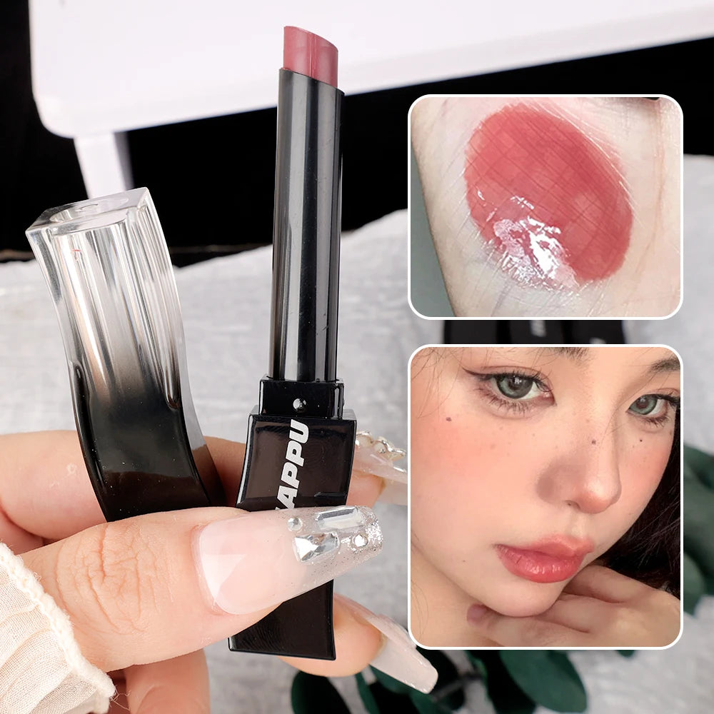 Clear Lip Glaze Jelly Mirror Nude Brown Lipstick Long Lasting Moisturizing Waterproof Non-stick Cup Transparent Lip Gloss Makeup