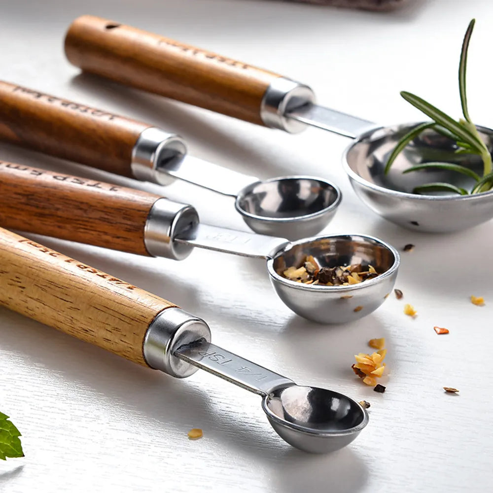 Gold Walnut Wooden Measuring Coffee Beans Powder Scoop Mini Tea Spoon Milk Powder Ice Cream Sugar Salt Spice Spoon Kitchen