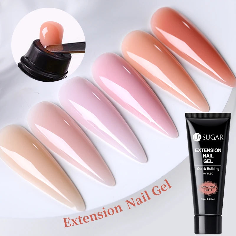 UR SUGAR 15ml Nude Pink Quick Extension Nial Gel Milky Jelly White Nail Gel Polish Semi Permanent Varnish UV LED Extension Gel