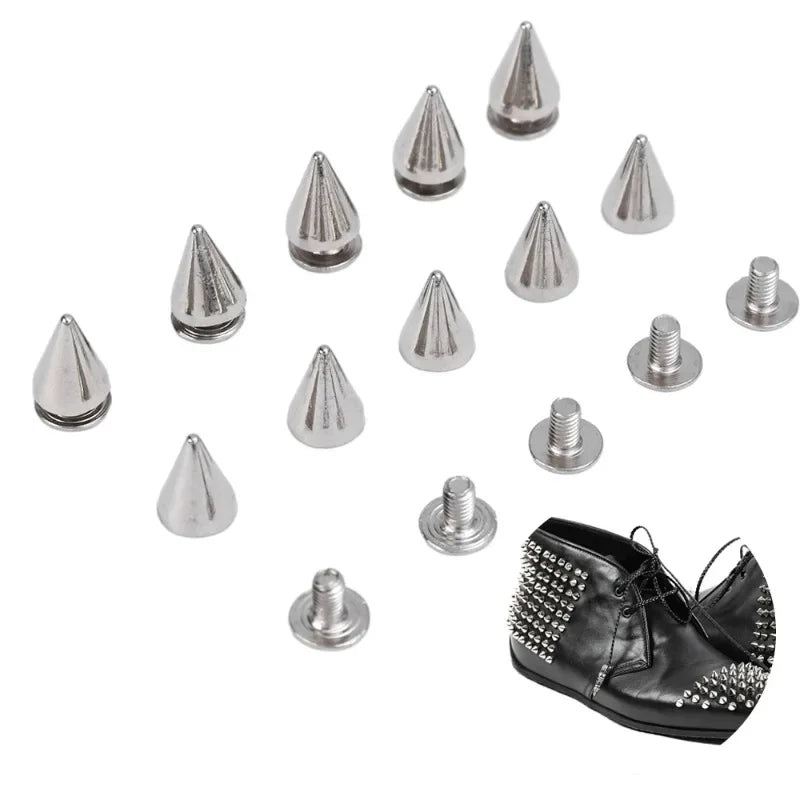 10-100Pcs Round Cone Spikes Metal Tree Spike Screwback Studs DIY Handcraft Cool Punk Garment Rivets Decoration for Clothes Shoes