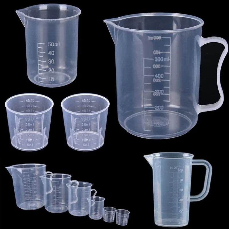 6Pcs/set Clear Plastic Graduated Measuring Cup for Baking Beaker Liquid Measure Jug Cup Container