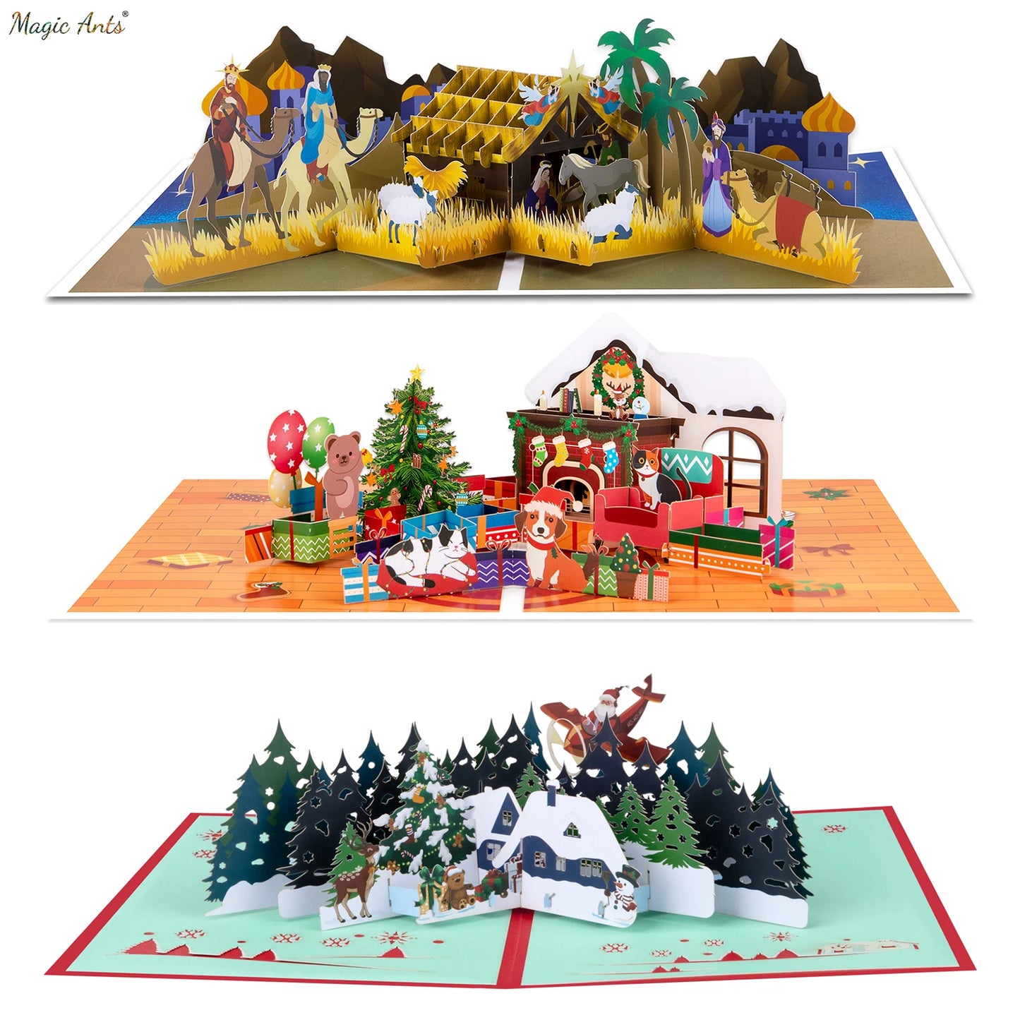 Pop Up Christmas Card, 3D Holidays Greeting Cards, New Year Card