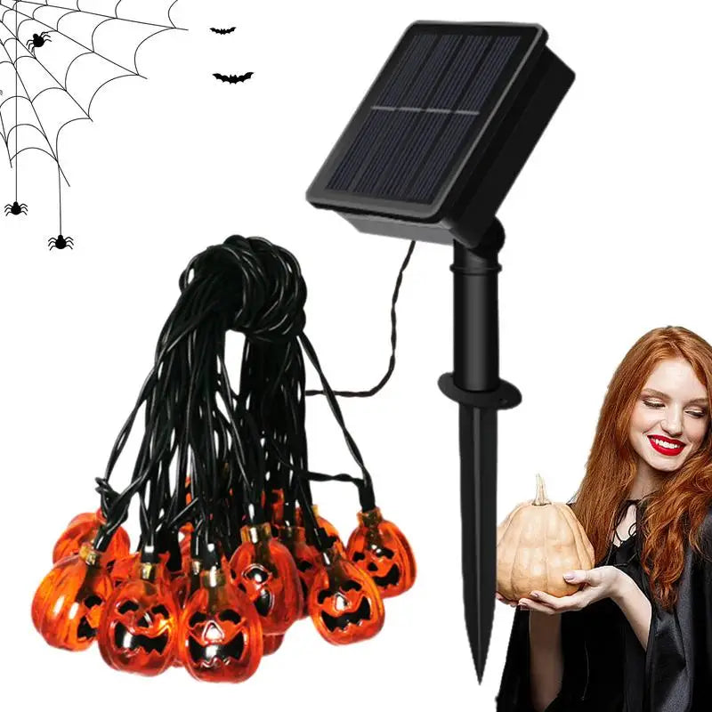 Halloween Decoration Lights Outdoor Waterproof Solar SmileyPumpkin Plug-in Horror Atmosphere Props LED Orange Yard Lights