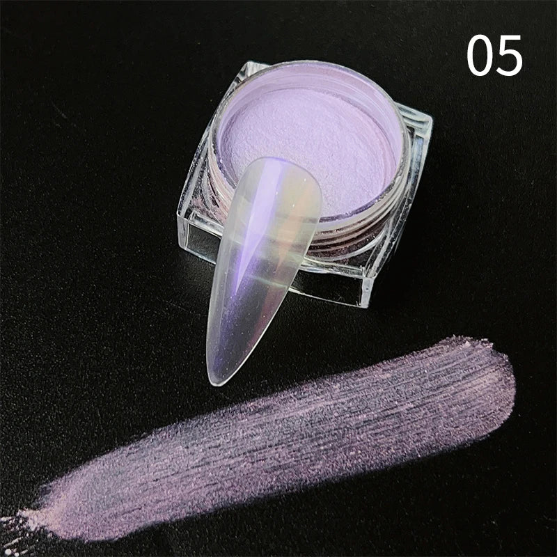 NICOLE DIARY Nail Powder Pigment Pearl White Rubbing on Nail Art Glitter Dust Chrome Aurora Manicure  Decoration DIY