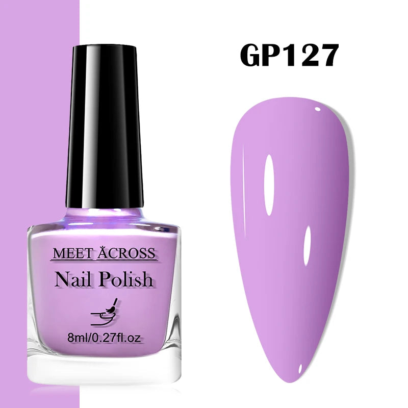 MEET ACROSS 8ml Pink White Nude Water-Based Peel Off Nail Polish Glass Bottle Nail Art Polish DIY Design No Need Lamp