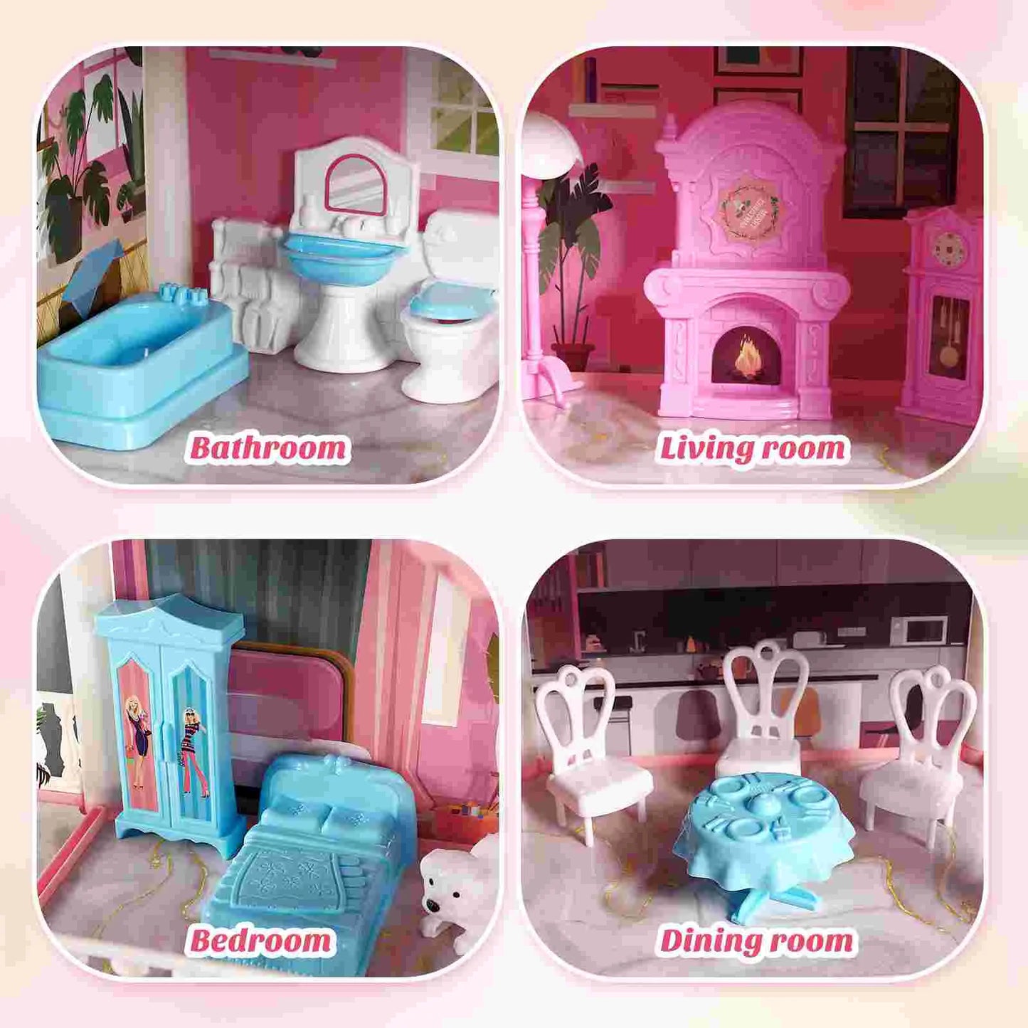 Children's Play House Toy Girl's Imitation 9 Rooms Princess Toys Dolls For