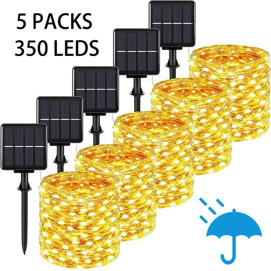 32m/22m/12m/7m Solar Led Lights Outdoor Festoon Led Lamp Solar Garden Outdoor Fairy String Garland Christmas Decor 5/4/3/2/1pack