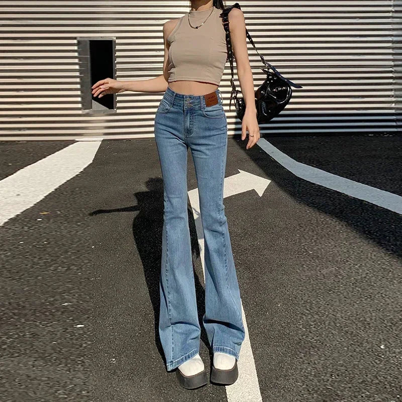 ZOENOVA Y2K 2023 Beautiful Bell Bottoms Xshape Women Full Length Jeans Wide Leg Pants Spring Vintage Style Flare Length Trousers