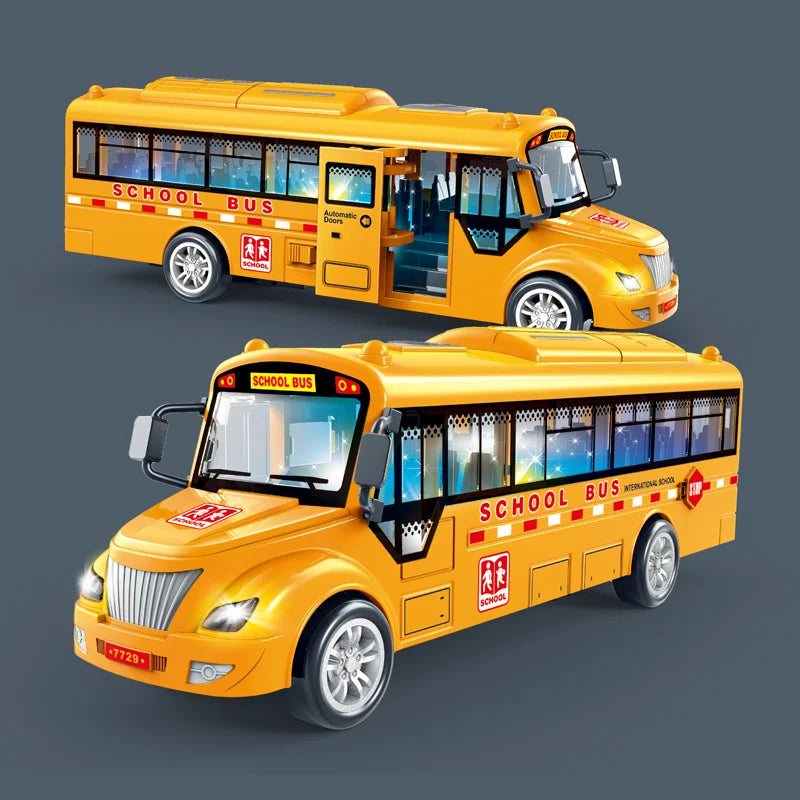 Inertial School Bus Model Car Model Pull Back Toys w/ light Music Cars Vehicle Gifts Kids Boy Toys For Children Birthday