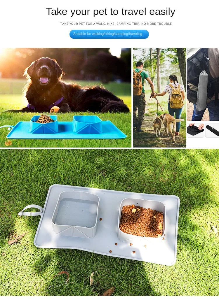 Portable Pet Bowl Collapsible Silicone Dog Bowl & Cat Travel Bowl Water & Food Bowl Foldable Double Traveling Dog Water Bowls