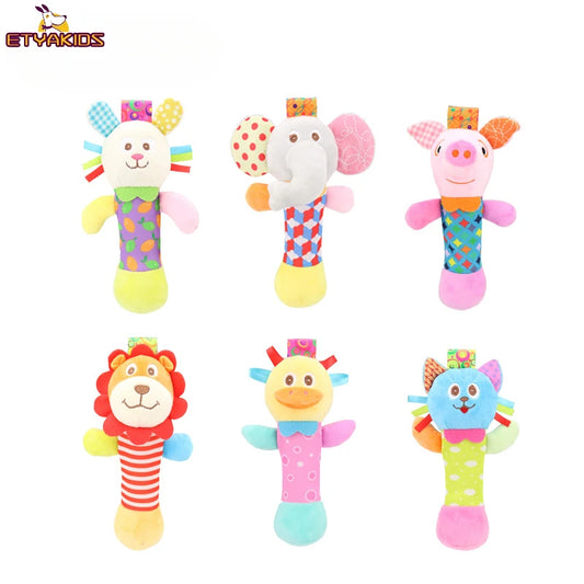 Plush Baby Rattle Toys Infant Rattle Hand Bell Stick Animal Mobiles Toy for Toddler Children Plush Bebe Toddler Toys Gifts 0-3T