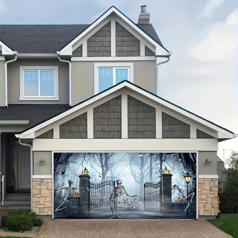 Halloween Horror Garage door banners, large outdoor decorations, party backgrounds and holiday celebration Halloween decorations