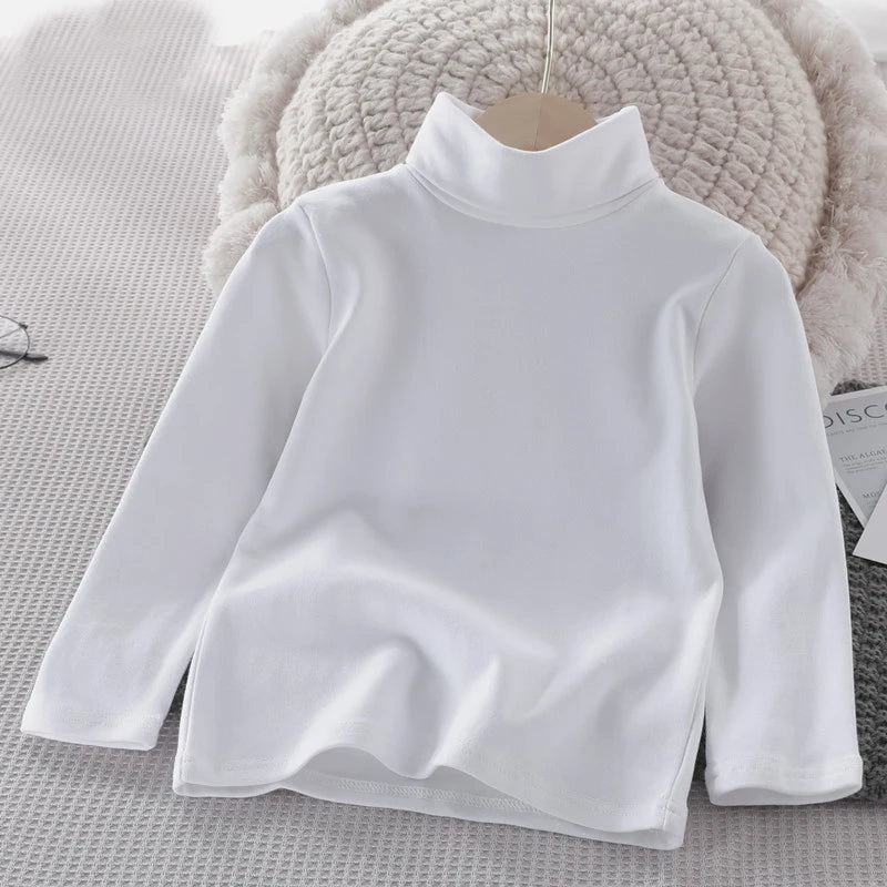 Hot Sale Children Boys Basic Turtleneck T-shirt Fashion Teenage Girls Solid Color Tops Spring Autumn Kids Girl Bottom Clothes